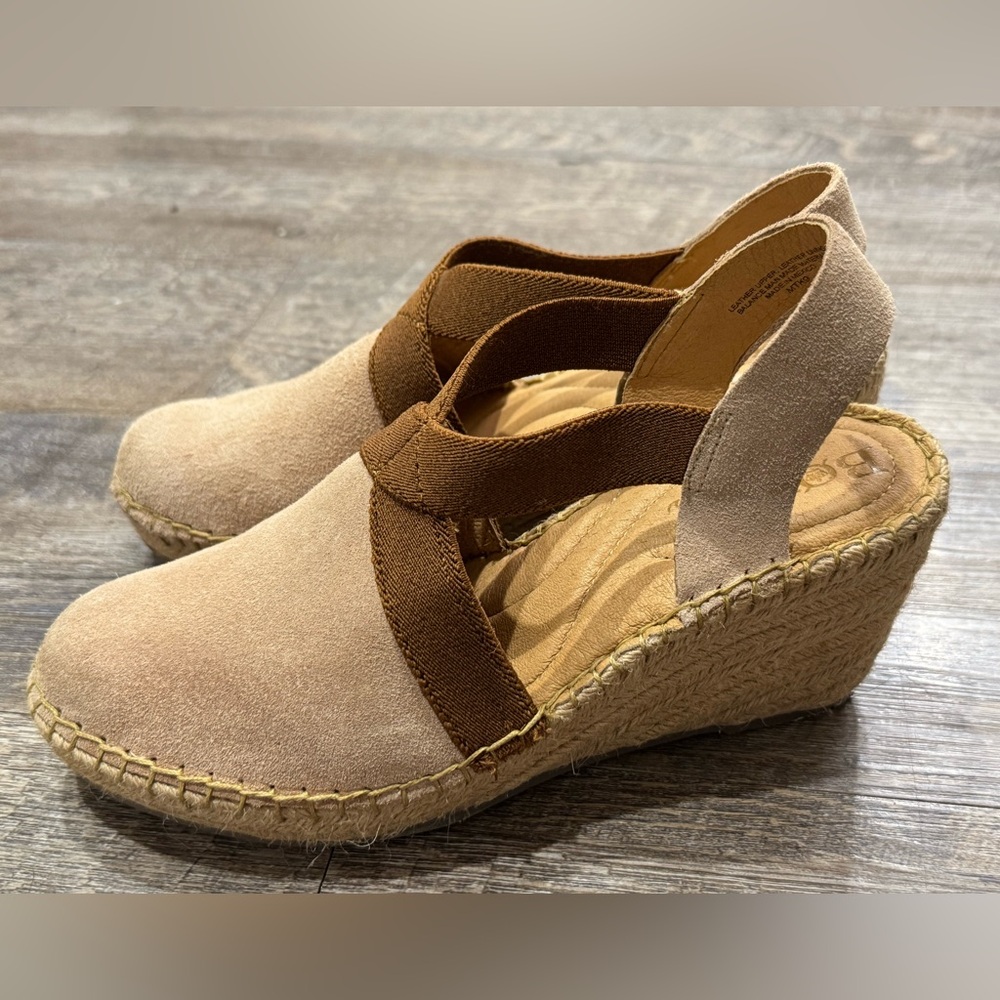Born Women’s Meade Sandal size 7 Suede Wedge Platform Espadrille Tan Bro… - Picture 3 of 8